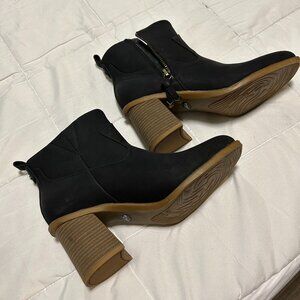 Dr. Scholl's Black Ankle Boots with Tan Heel